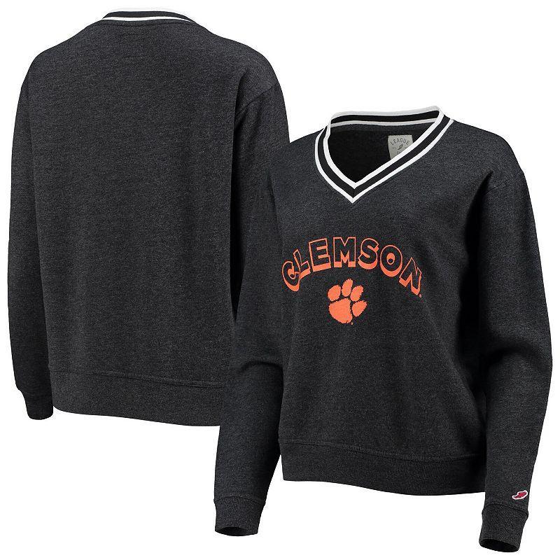 Womens League Collegiate Wear Heathered Black Clemson Tigers Victory Springs Tri-Blend V-Neck Pullover Sweatshirt Product Image