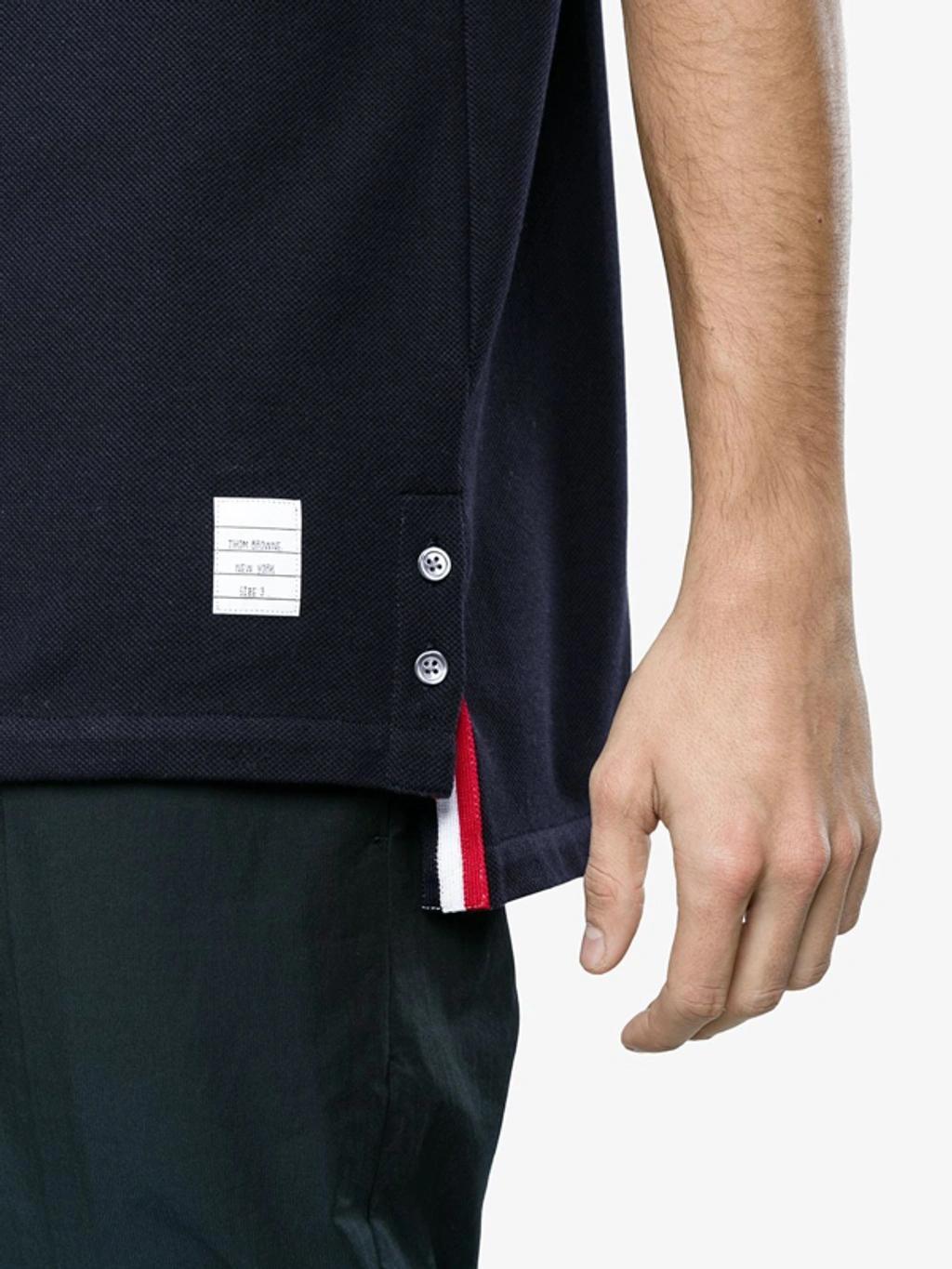 Logo-patch Short-sleeve Polo Shirt In Navy Product Image