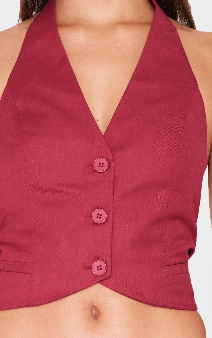 Burgundy Woven Tailored Halterneck Vest Product Image