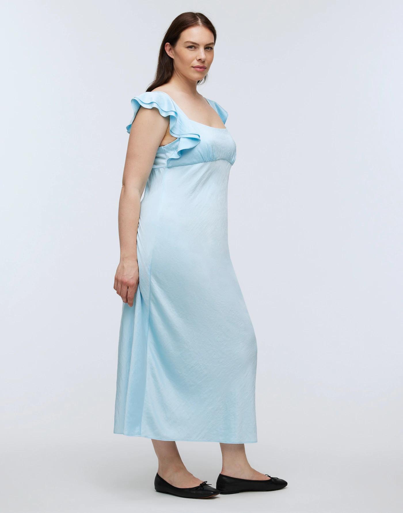 Flutter-Sleeve Maxi Slip Dress Product Image