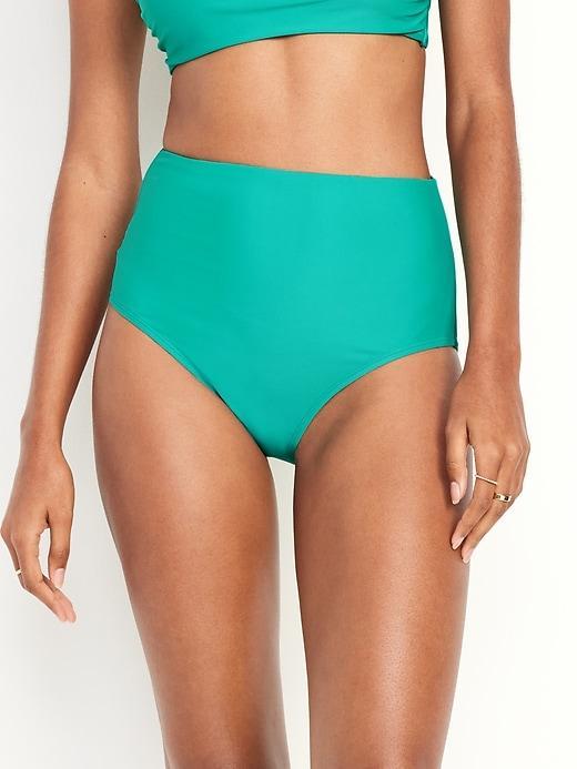 High-Waisted French-Cut Bikini Swim Bottoms Product Image