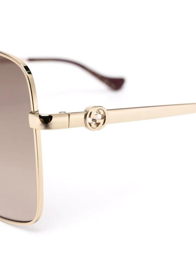 Oversized Square-frame Sunglasses In Gold Product Image