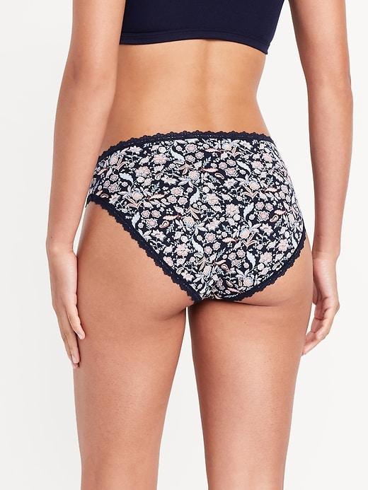 High-Waisted Lace-Trim Bikini Underwear Product Image