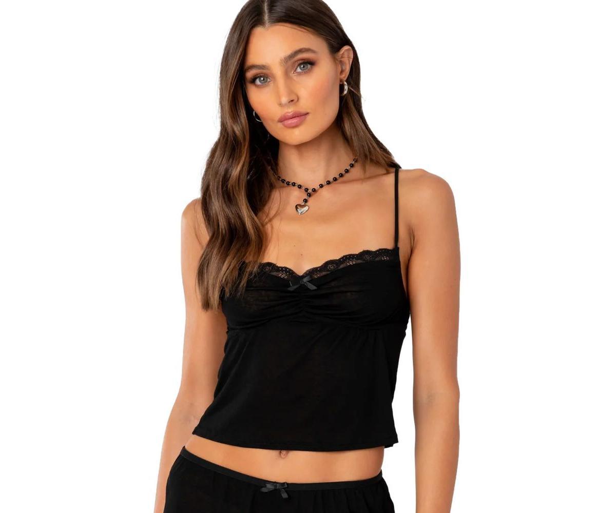 EDIKTED Carla Ruched Lace Trim Camisole Product Image