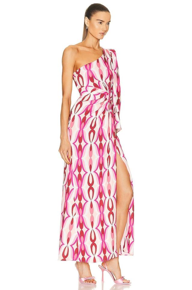 PatBO Twist One Shoulder Maxi Dress in Pink Product Image