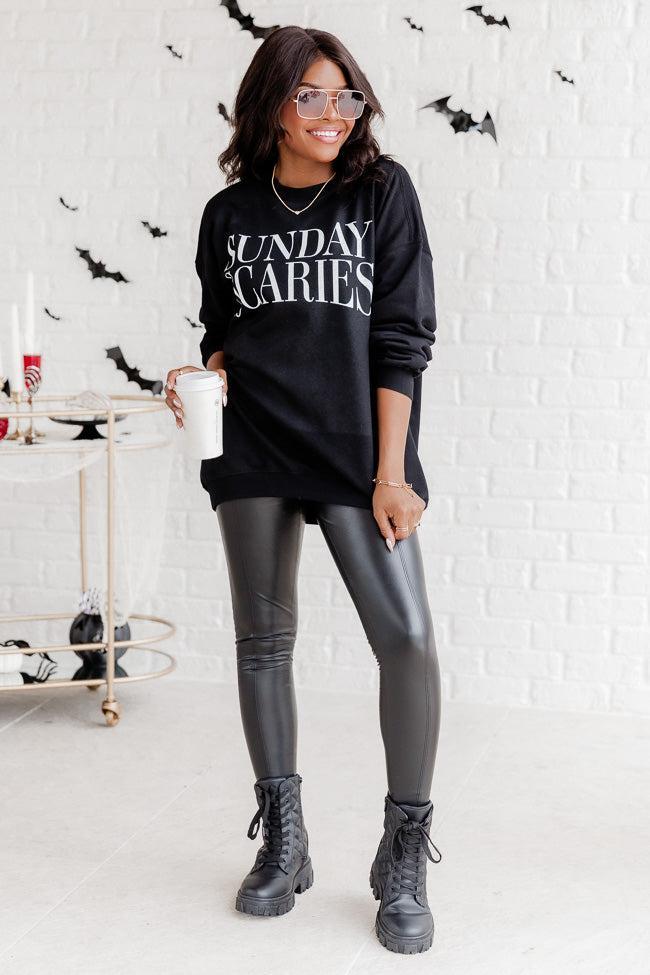 Sunday Scaries Black Oversized Graphic Sweatshirt Product Image