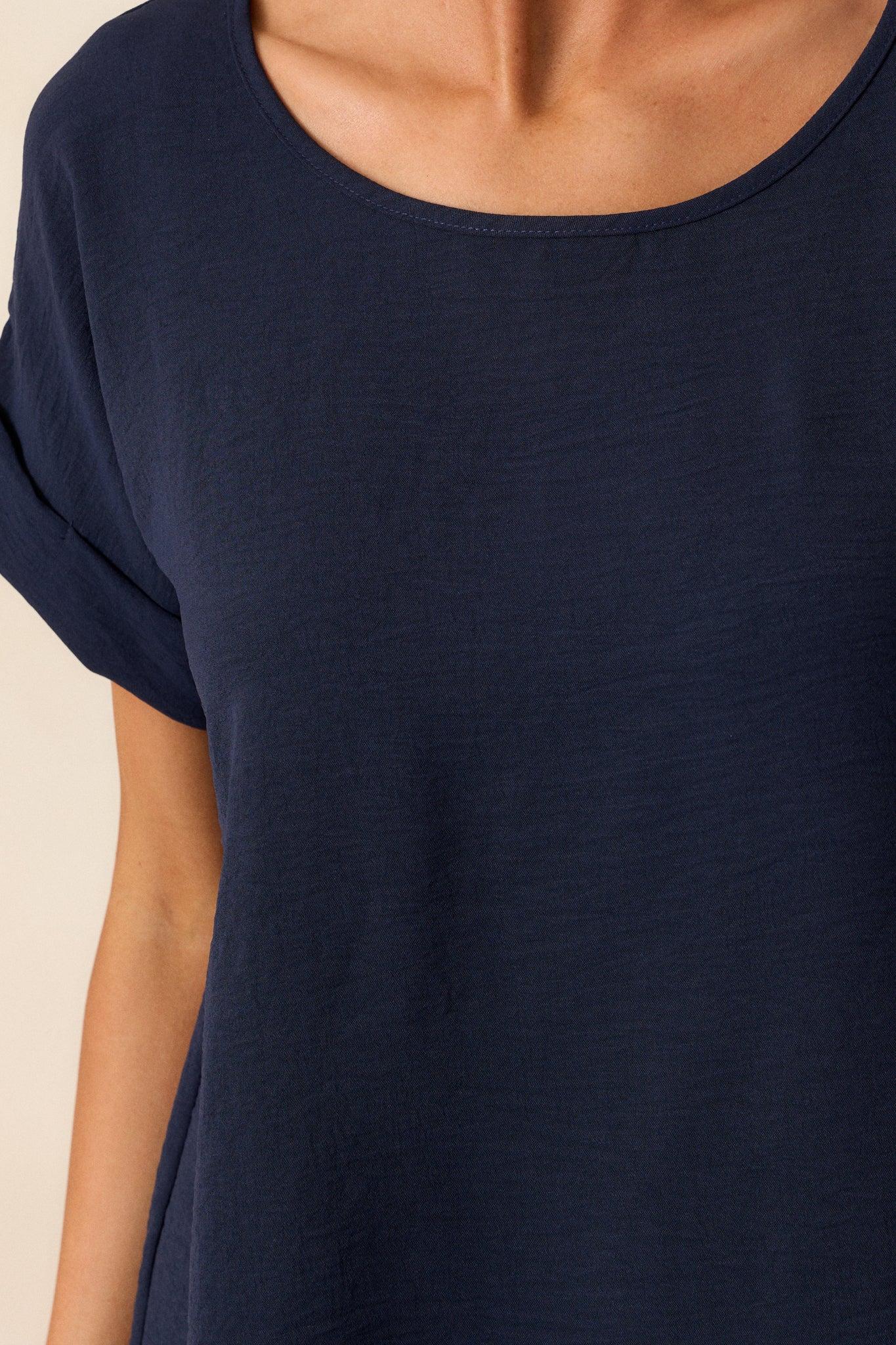 Elevated Classic Navy Short Sleeve Top Product Image