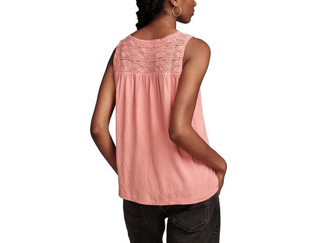 Lucky Brand Lace Trim Tank (Peach Blossom) Women's Clothing Product Image