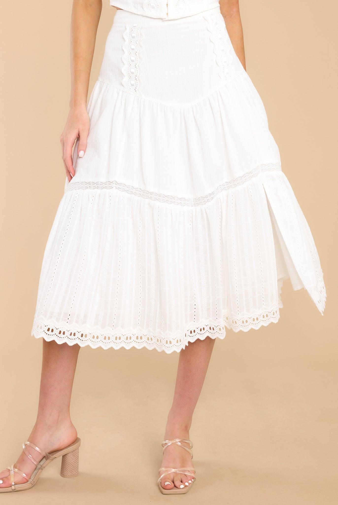 Aura Follow The Flow White Midi Skirt Product Image