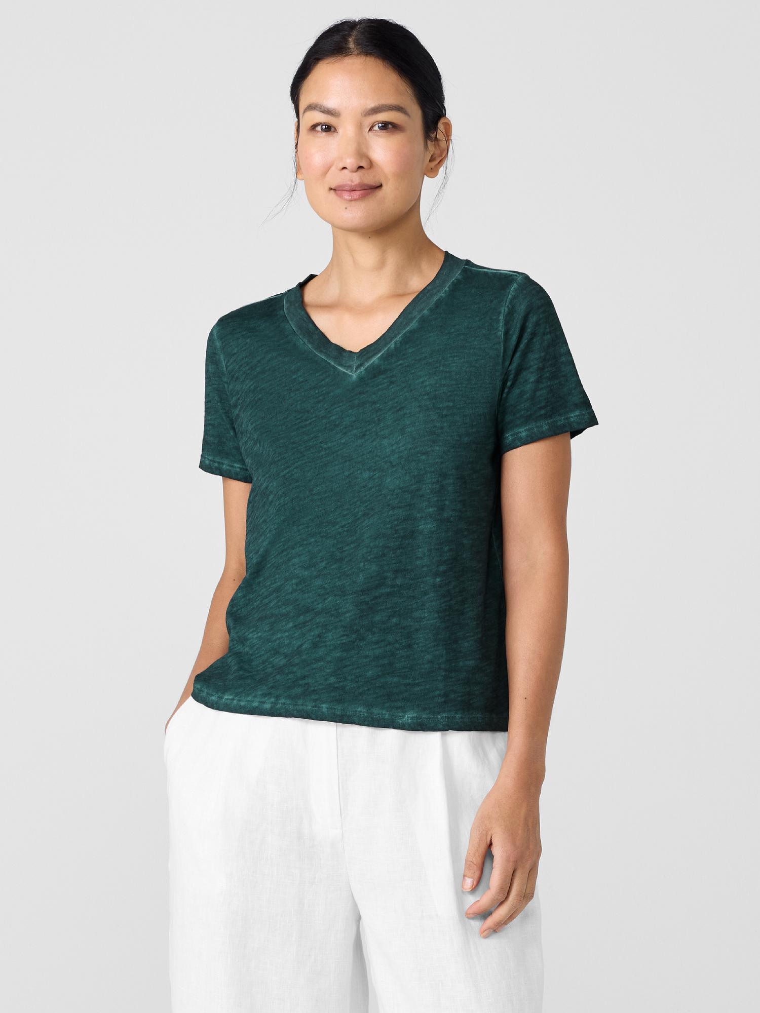 EILEEN FISHER Organic Cotton Hazy Slub V-Neck Teefemale Product Image