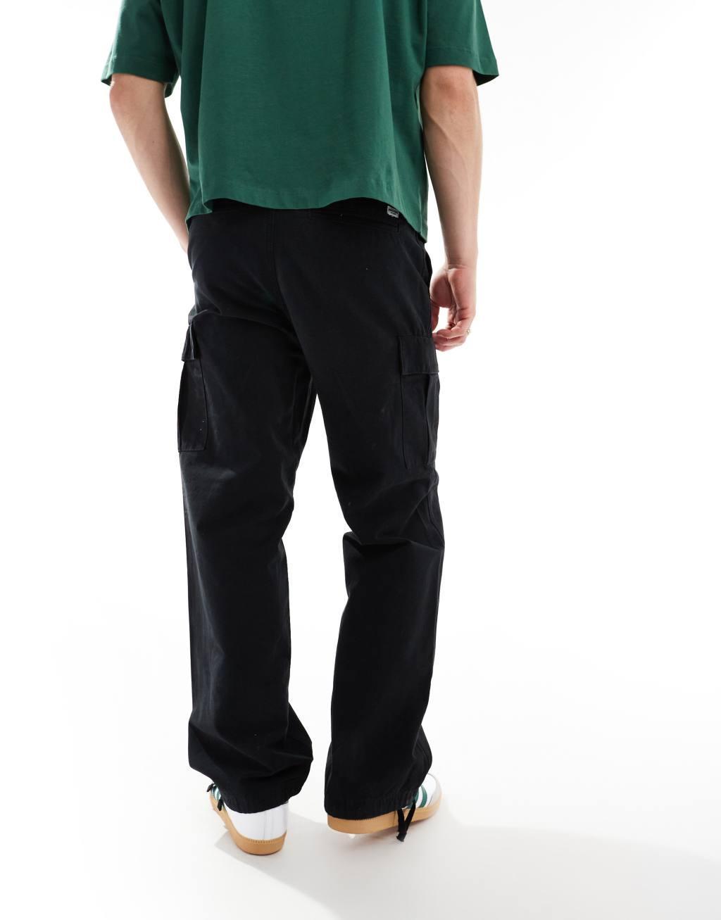 Jack & Jones Bill Barkley wide fit cargo pants in black  Product Image