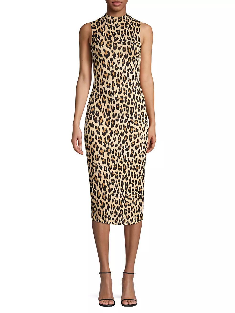 Delora Leopard Sleeveless Bodycon Dress Product Image