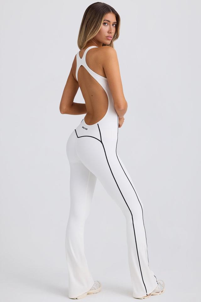 Soft Active Open-Back Jumpsuit in White Product Image