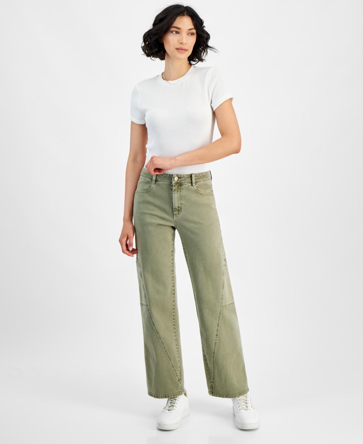 And Now This Womens Twisted-Seam Cargo Wide-Leg Jeans, Created for Macys Product Image