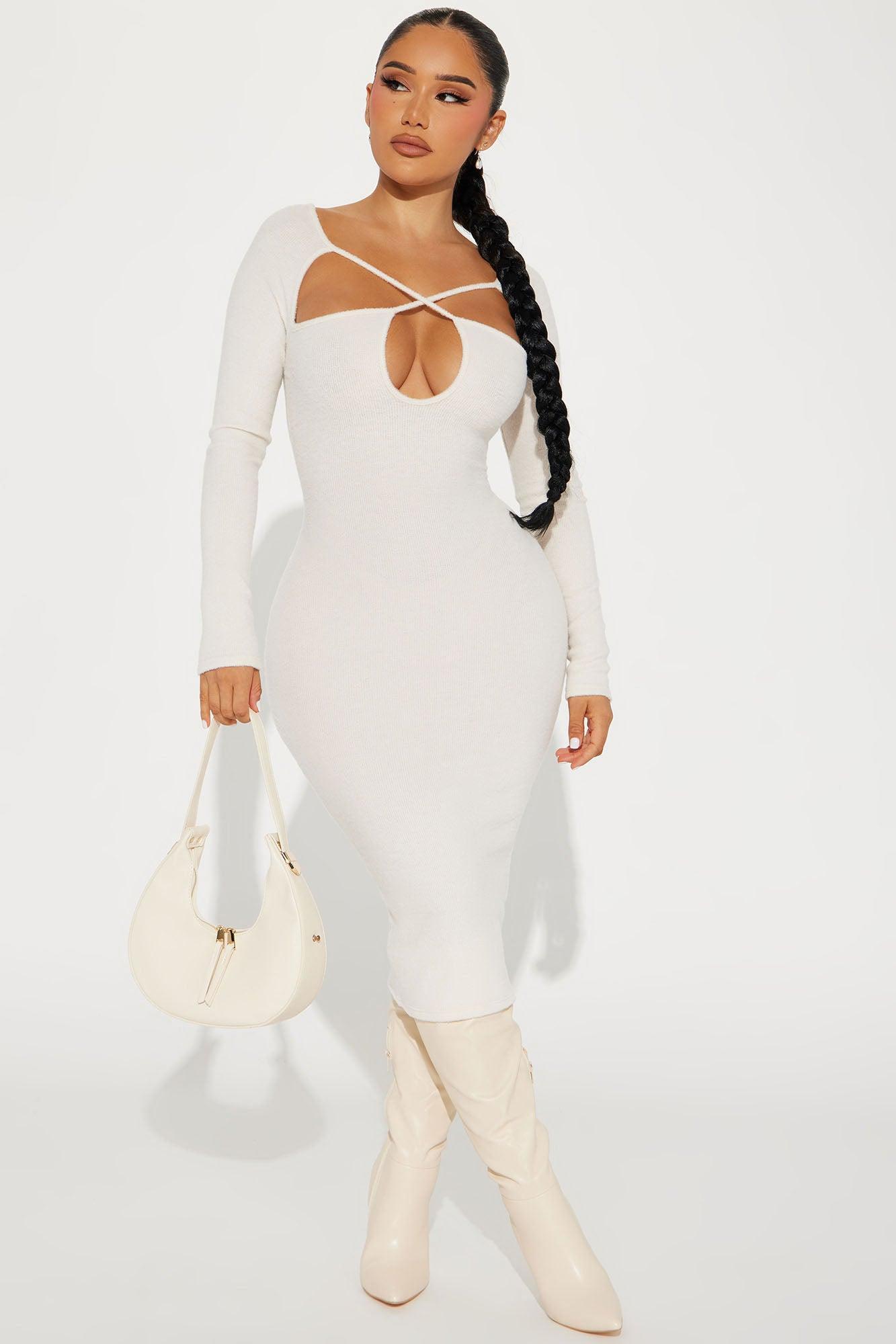 Monica Sweater Midi Dress - Cream Product Image