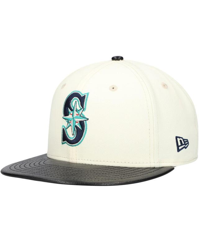 Mens New Era Cream Seattle Mariners Game Night Leather Visor 59FIFTY Fitted Hat Product Image