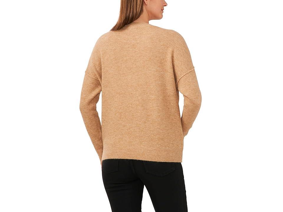 Vince Camuto Long Sleeve Extend Shoulder Center Facing Seam Cozy Sweater (Latte Heather) Women's Sweater Product Image