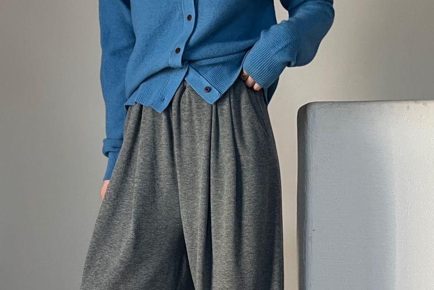 High Rise Plain Loose-Fit Wide-Leg Sweatpants Product Image