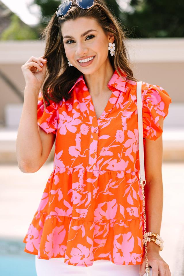 Worth Your While Orange Floral Top Female Product Image