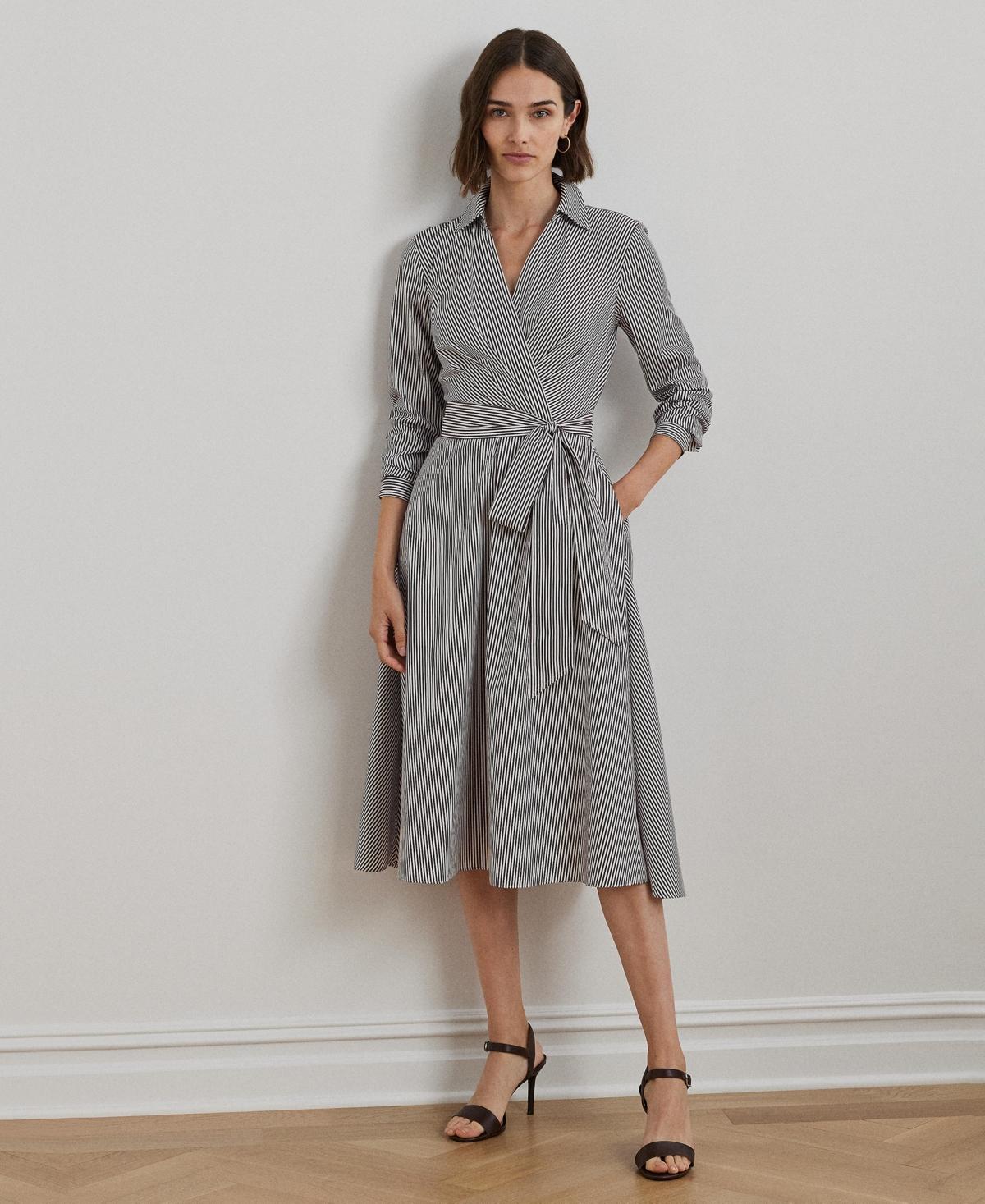 Lauren Ralph Lauren Womens Striped Surplice Broadcloth Midi Dress - Pn Product Image