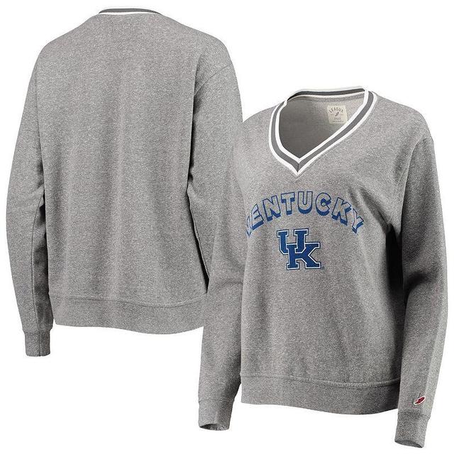 Womens League Collegiate Wear Heathered Gray Kentucky Wildcats Victory Springs Tri-Blend V-Neck Pullover Sweatshirt Product Image