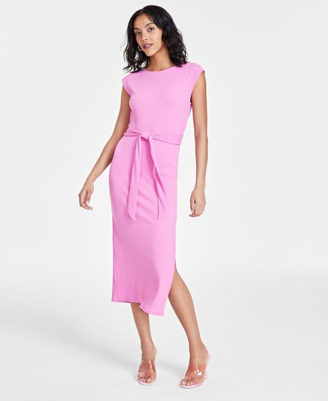 Women's Cap-Sleeve Ribbed Midi Dress, Created for Macy's Product Image