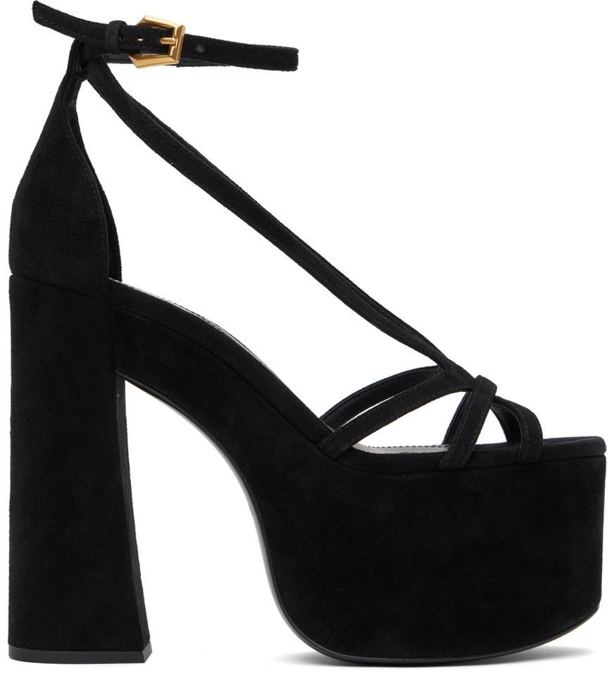 Black Satin Platform Sandals product image