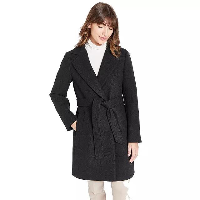 Womens Nine West Faux Wool Belted Trench Coat Product Image