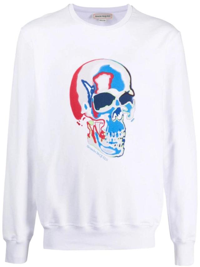 Skull-print Cotton Sweatshirt In White Product Image