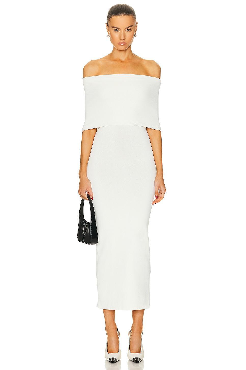 WARDROBE.NYC Off The Shoulder Dress Ivory. (also in ). Product Image