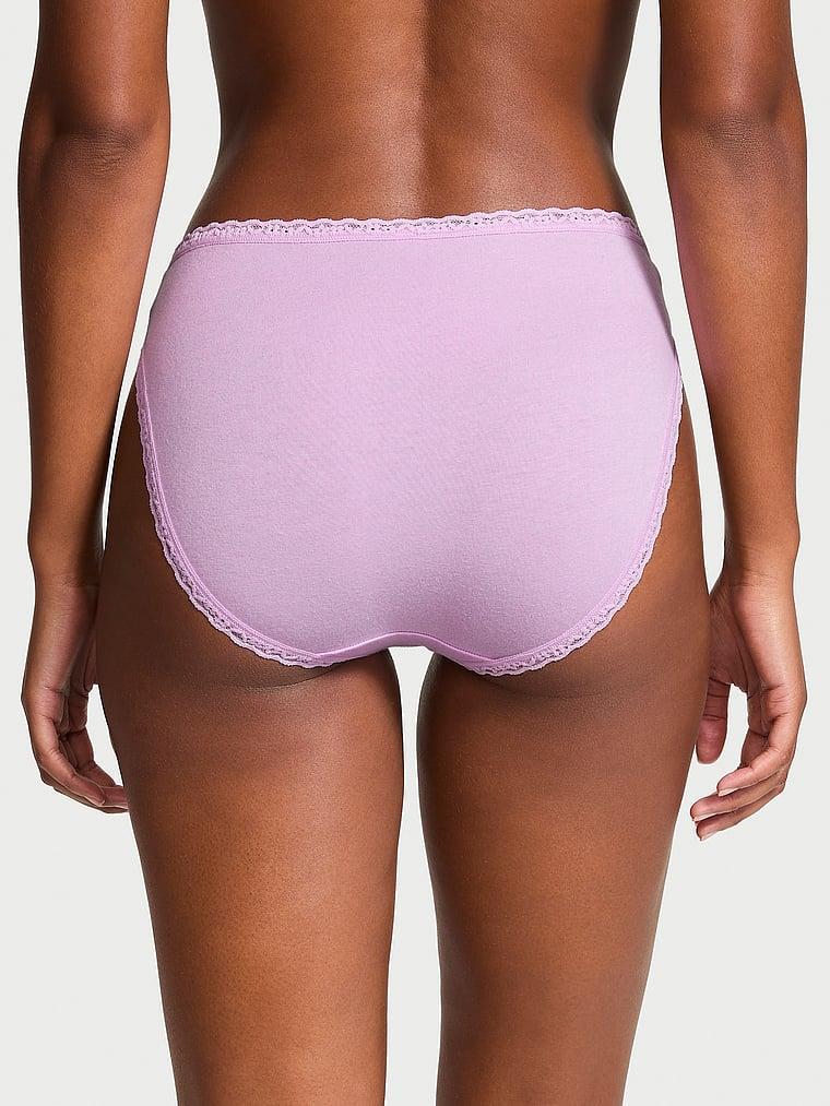 Lace-Trim Cotton High-Leg Brief Panty Product Image