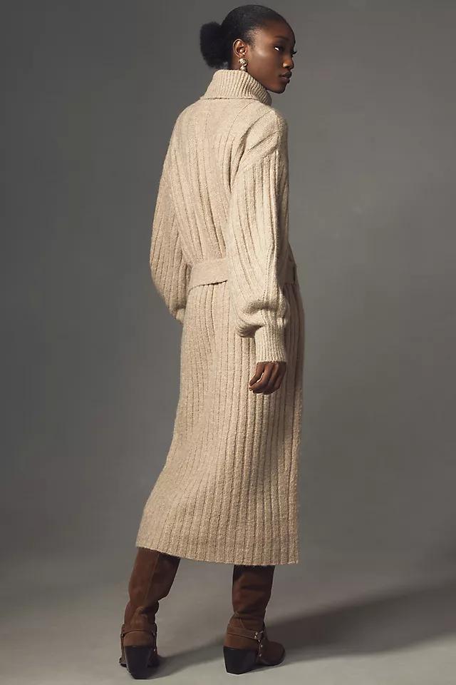 By Anthropologie Long-Sleeve Turtleneck Belted Sweater Midi Dress Product Image