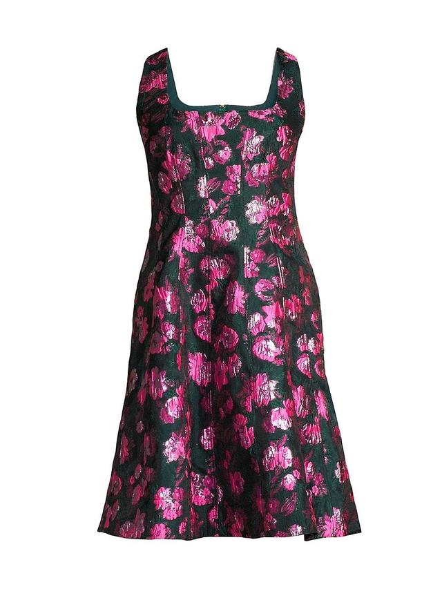 Womens Leya Metallic Floral Jacquard Dress Product Image