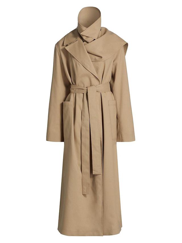 Womens Belted Double Collar Trench Coat Product Image