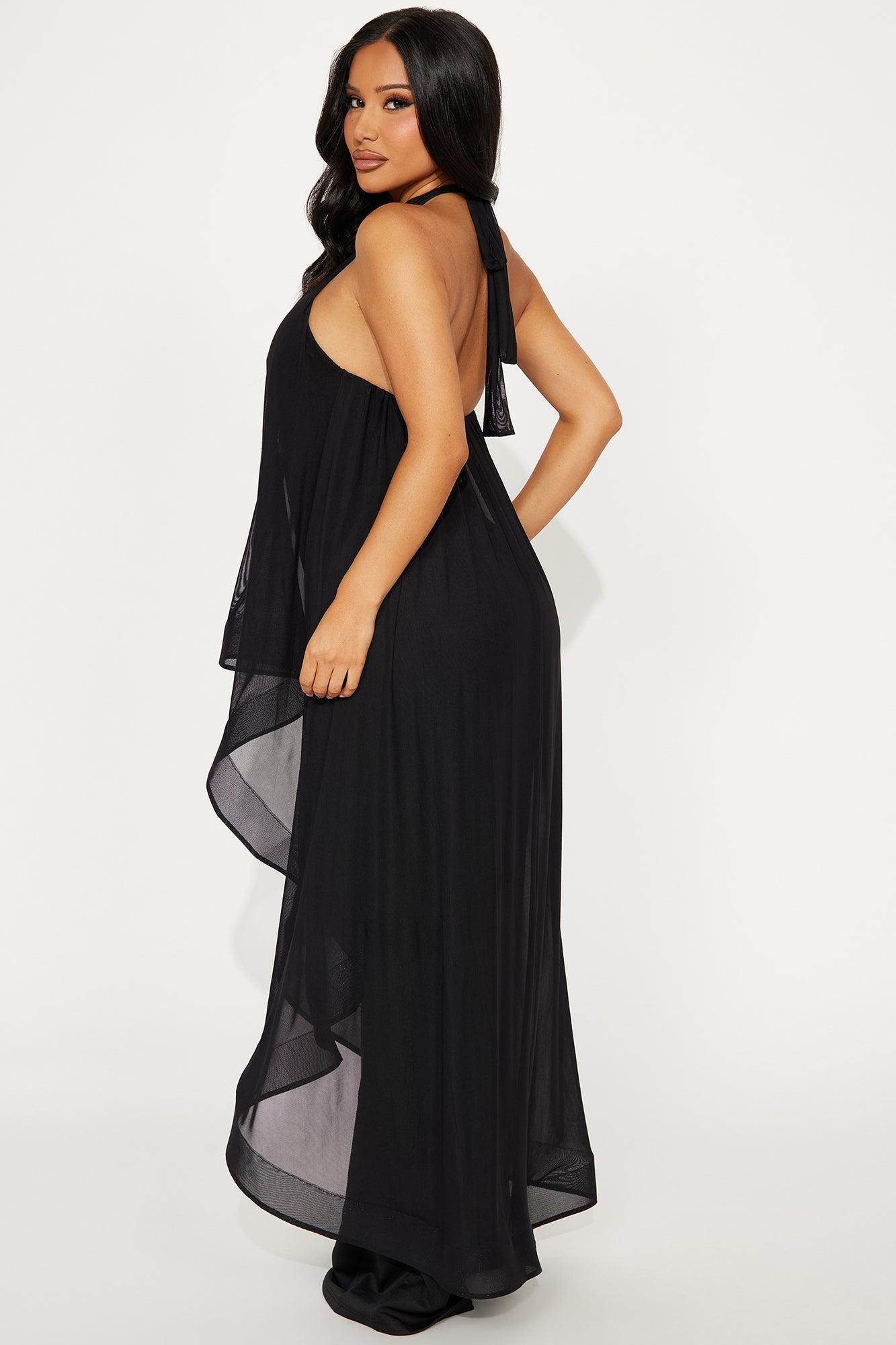 More Drama Mesh Overlay Jumpsuit - Black Product Image