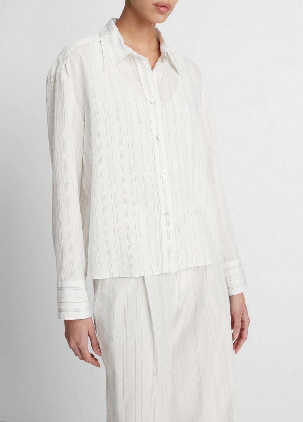 Striped Boxy Cropped Shirt Product Image