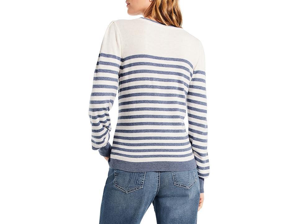 NIC+ZOE Striped Femme Sleeve Sweater Multi) Women's Sweater Product Image