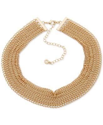 Gold-Tone Chunky Mesh Statement Collar Necklace, 16 + 3 extender Product Image