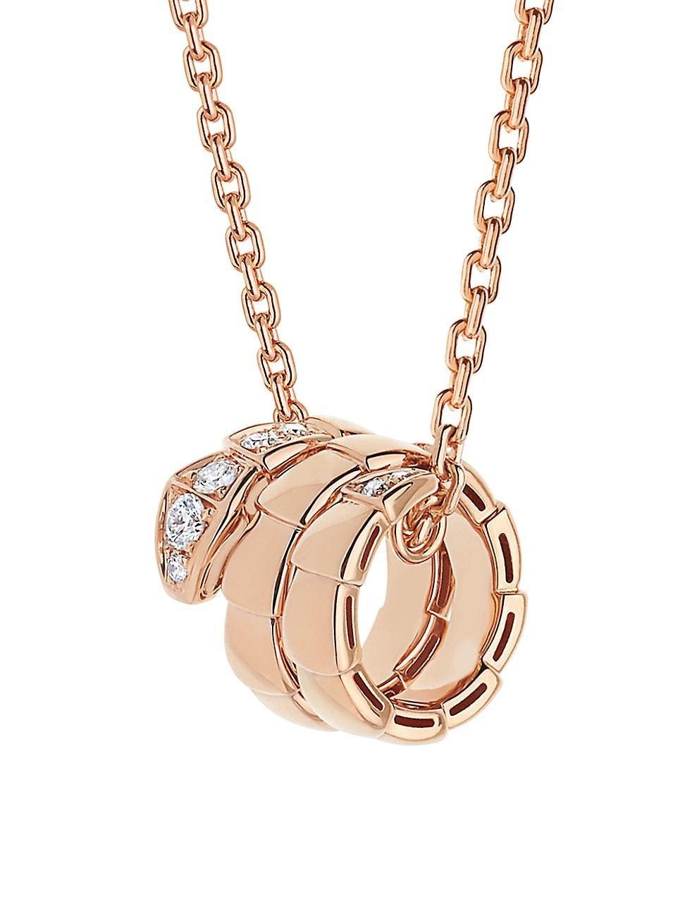 Womens Serpenti Viper 18K Rose Gold & Pav Diamond Pendant Necklace Product Image