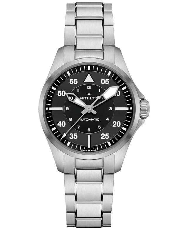 Hamilton Womens Swiss Automatic Khaki Aviation Stainless Steel Bracelet Watch 36mm - Silver Product Image