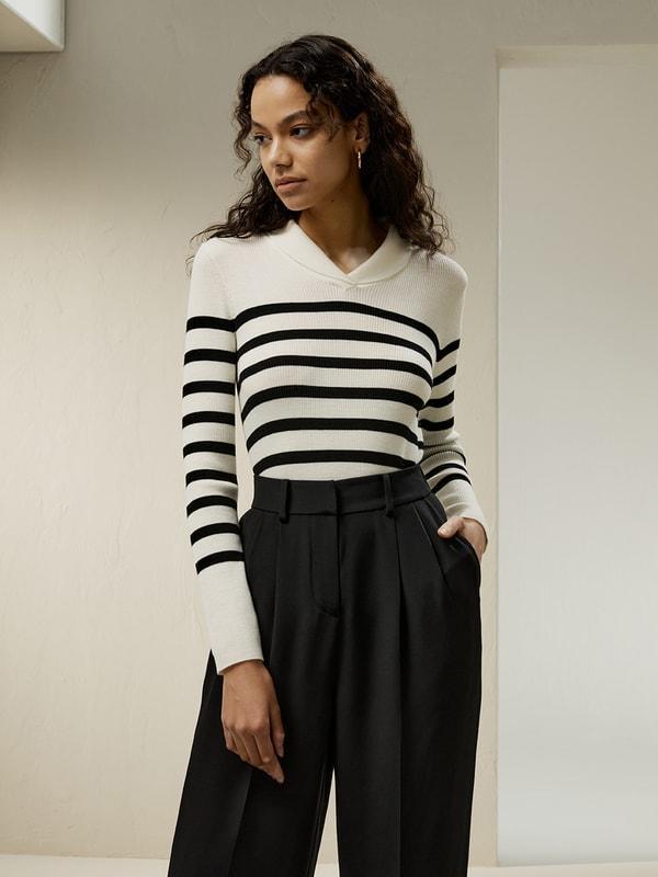 Striped Ultra-fine Merino Wool Sweater Product Image