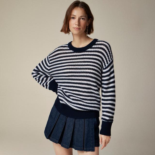 Cashmere relaxed crewneck sweater in stripe Product Image