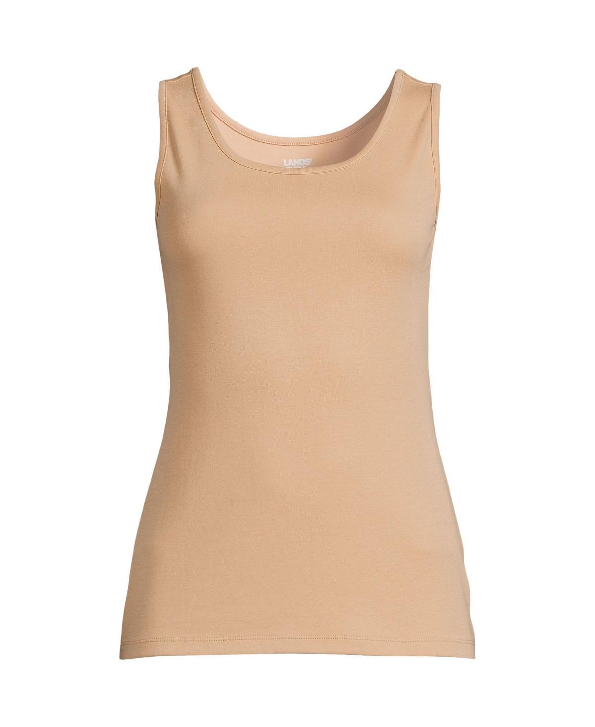 Womens Lands End Cotton Tank Top Grey Product Image