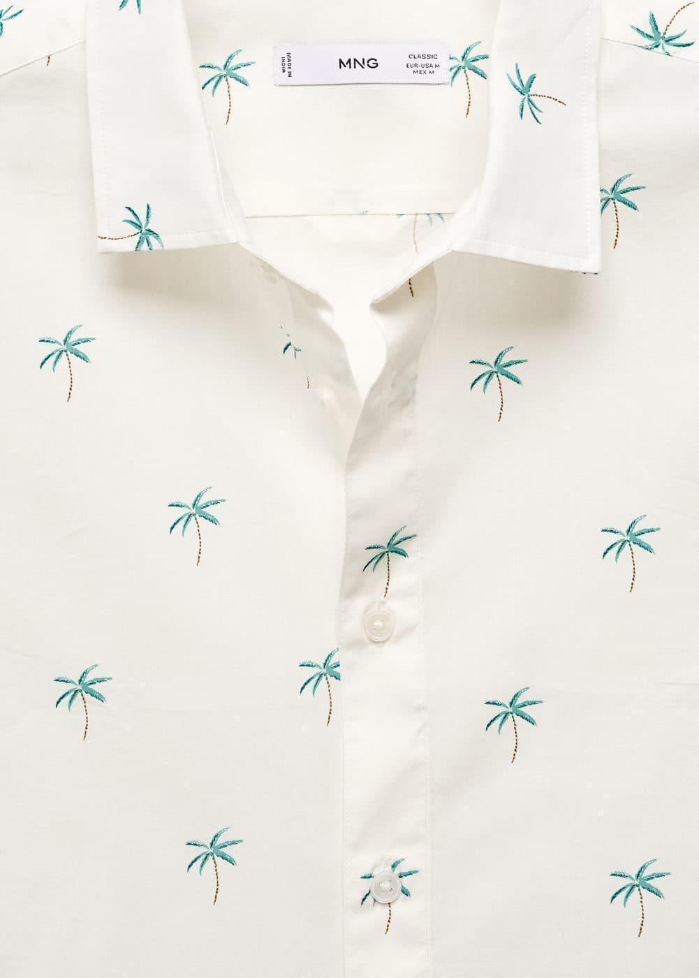 MANGO MAN - Palm print cotton shirt whiteMen Product Image