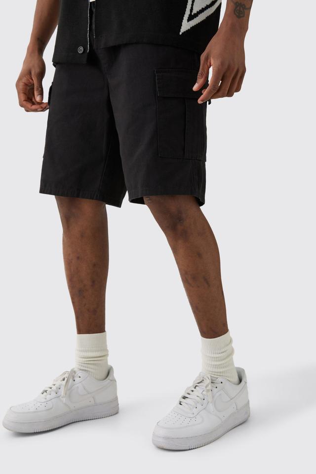 Tall Elasticated Waist Relaxed Fit Cargo Shorts | boohooMAN USA Product Image