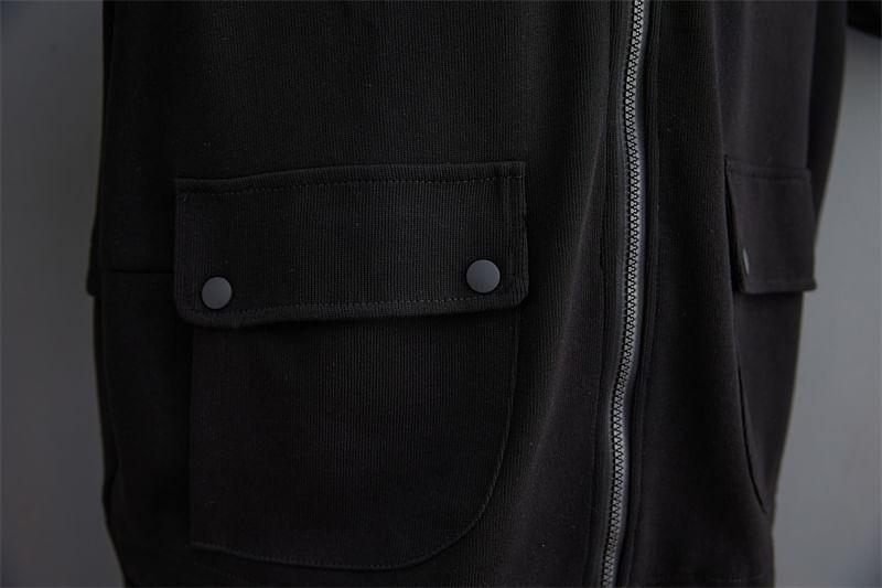 Stand Collar Plain Zip Jacket Product Image