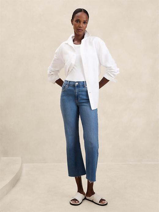 High-Rise Bootcut Raw-Hem Cropped Jean Product Image