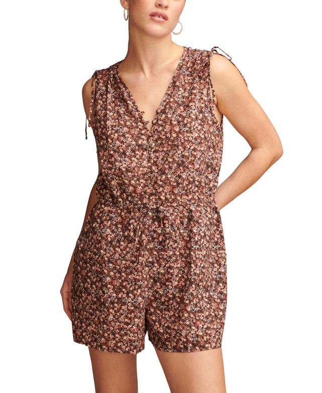 Lucky Brand Womens Cotton Floral-Print Cinched Romper Product Image