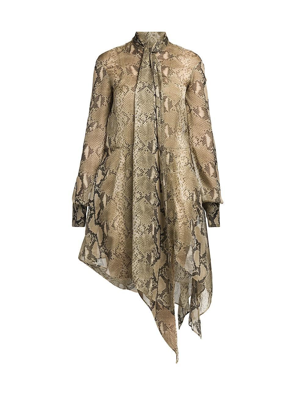 Womens Python-Print Silk Shirtdress Product Image