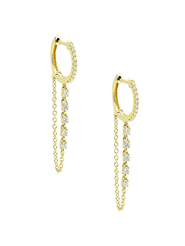 Womens 14K Yellow Gold & 0.4 TCW Diamond Chain Drop Earrings Product Image